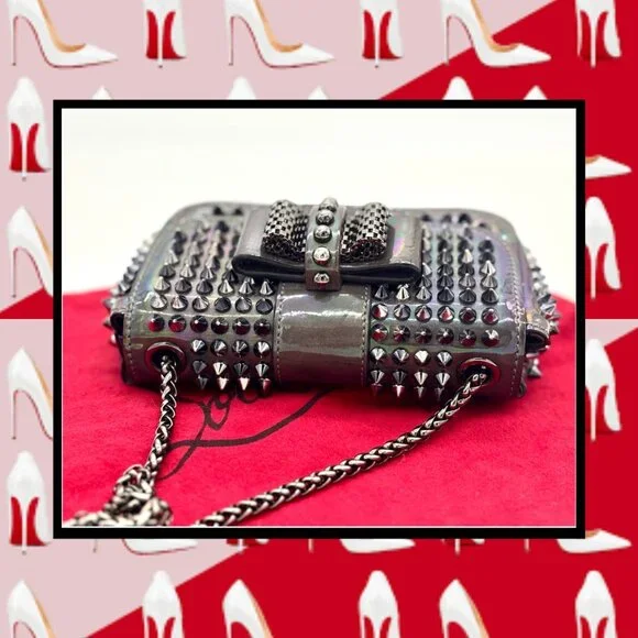 Christian Louboutin 'Sweet Charity' Spiked Calfskin Shoulder Bag - Picture 4 of 9